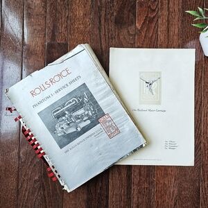 VTG Rolls-Royce Phantom 1 1976 Service Sheets & The Enclosed Motor Carriage 1970